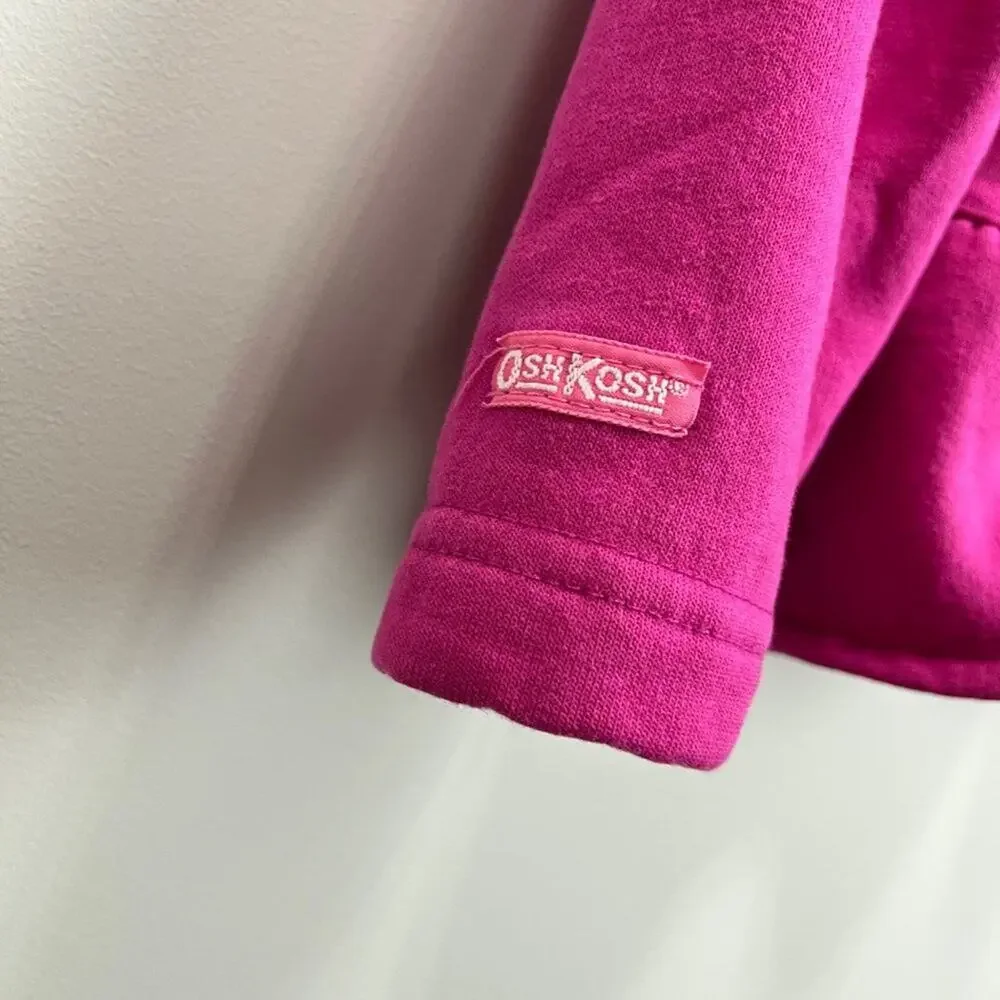 Vintage OshKosh B'gosh Girls Pink Cardigan Sweatshirt 6 USA